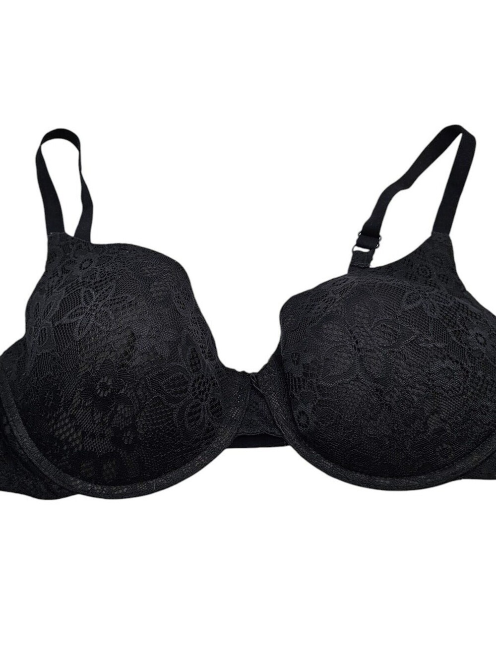 No Boundaries Womens Sz 40D Classic T Shirt Bra Black Lace Overlay